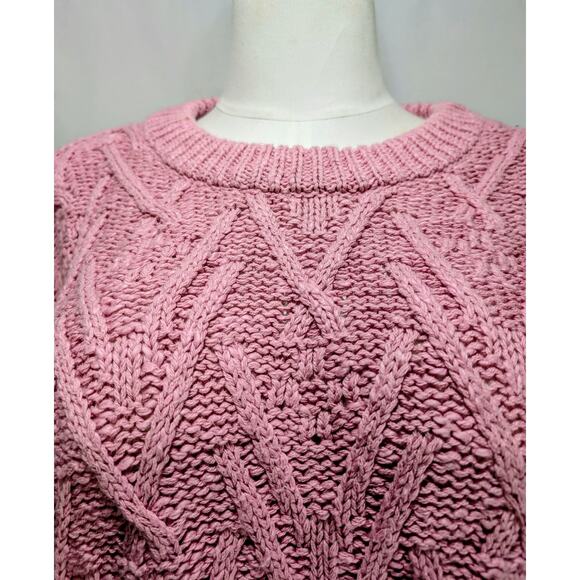Free People Isla Cable Tunic Sweater Pink Frosting Women’s XL NWT - Picture 2 of 8